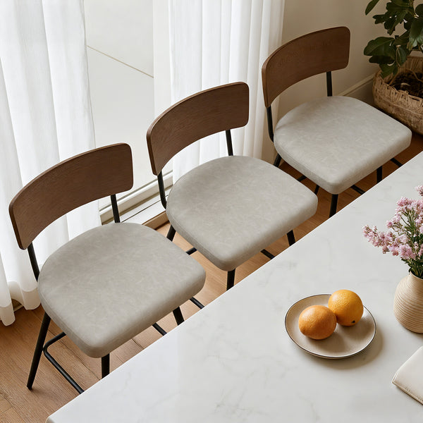 Corvina Bar Stool in Moonlight Sarma Leather, Counter Height