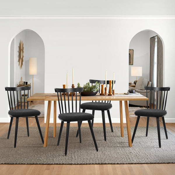 Dark lager dining chair, Black Sacy Fabric