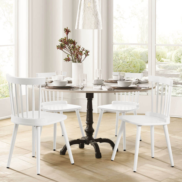 Dark lager dining chair, White Frame