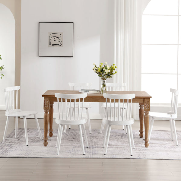 Dark lager dining chair, White Frame