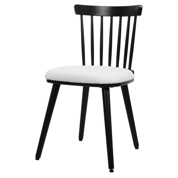Dark lager dining chair, White Sacy Fabric
