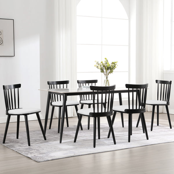 Dark lager dining chair, White Sacy Fabric