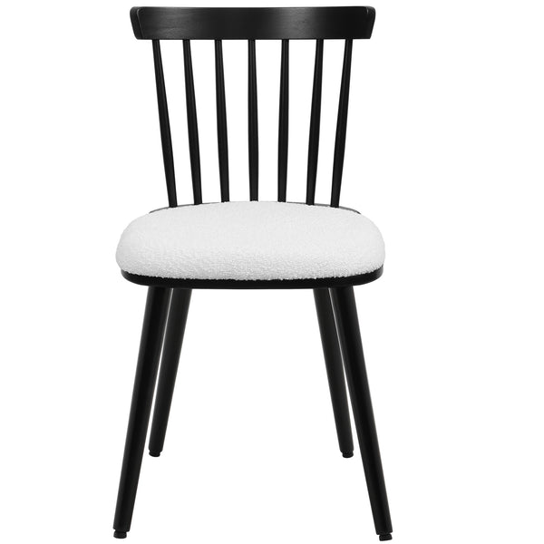 Dark lager dining chair, White Sacy Fabric