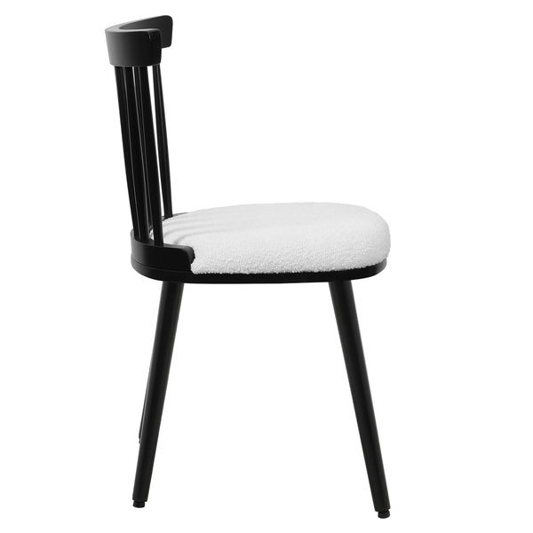 Dark lager dining chair, White Sacy Fabric