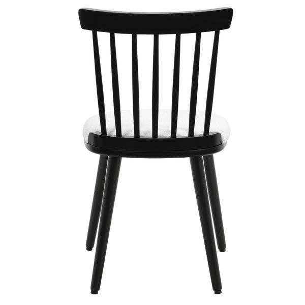 Dark lager dining chair, White Sacy Fabric