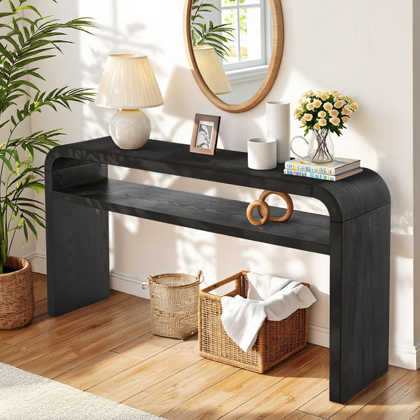 Darlha Console Table in Black Oak Veneer