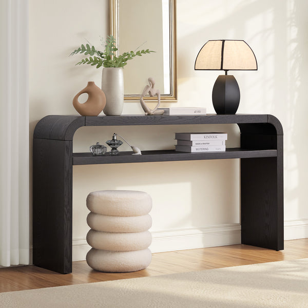 Darlha Console Table in Black Oak Veneer
