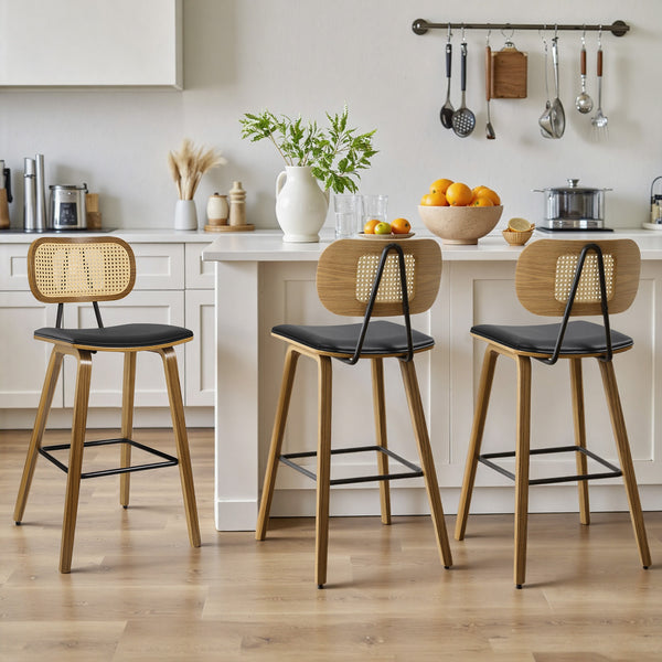Dorsa Counter Stool in Black Hron Leather