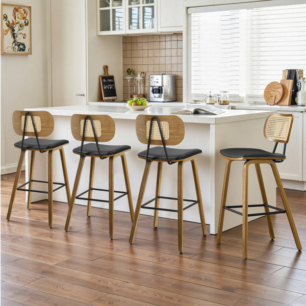 Dorsa Counter Stool in Black Hron Leather