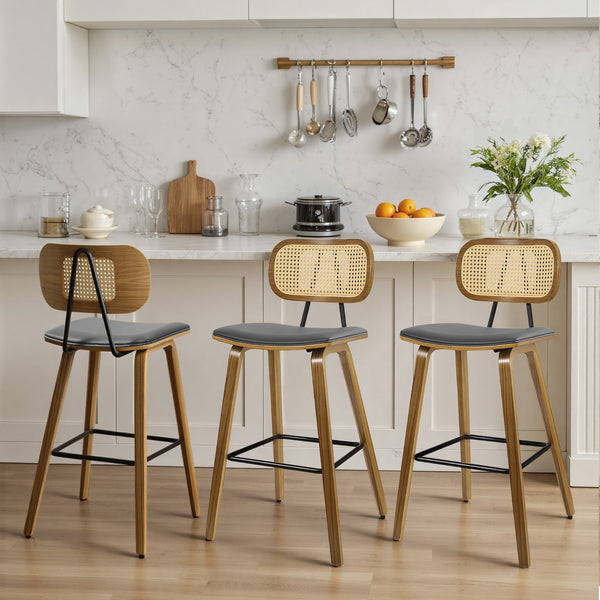 Dorsa Counter Stool in Gray Hron Leather