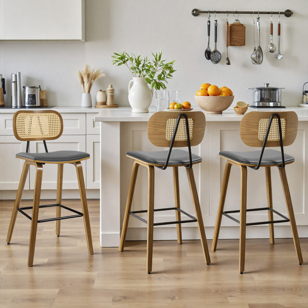 Dorsa Counter Stool in Gray Hron Leather