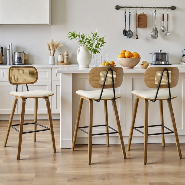 Dorsa Counter Stool in Ivory Hron Leather