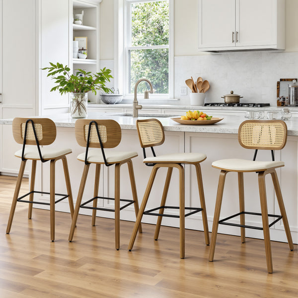 Dorsa Counter Stool in Ivory Hron Leather