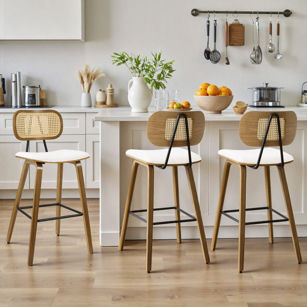 Dorsa Counter Stool in White Sacy Fabric
