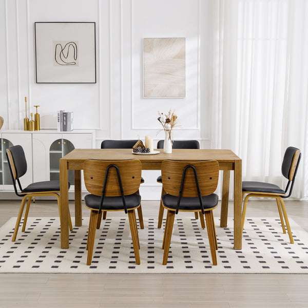 Dorsa Dining Chair in Black Hron Leather, Leather Backrest