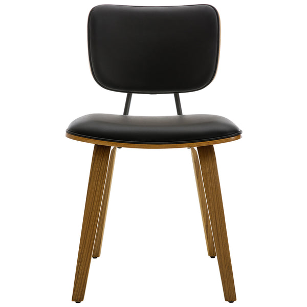Dorsa Dining Chair in Black Hron Leather, Leather Backrest
