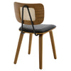 Dorsa Dining Chair in Black Hron Leather, Rattan Backrest