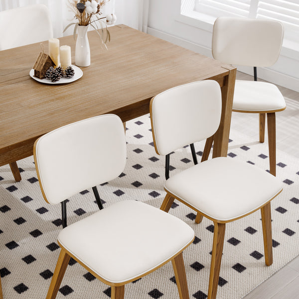 Dorsa Dining Chair in Cream Hron Leather, Leather Backrest