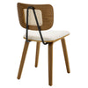 Dorsa Dining Chair in Cream Hron Leather, Rattan Backrest