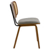 Dorsa Dining Chair in Gray Hans Leather, Rattan Backrest