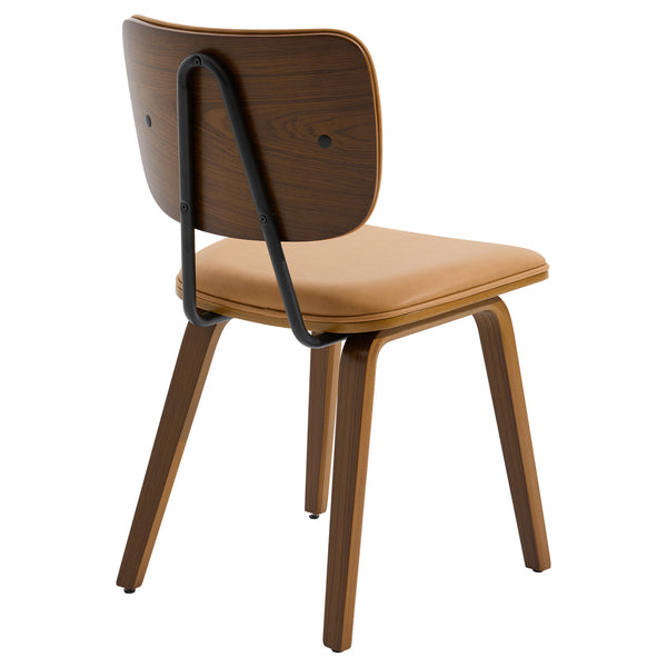 Dorsa Dining Chair in Mud Hans Leather, Leather Backrest