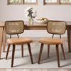 Dorsa Dining Chair in Mud Hans Leather, Rattan Backrest