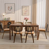 Dorsa Dining Chair in Mud Hans Leather, Rattan Backrest