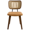 Dorsa Dining Chair in Mud Hans Leather, Rattan Backrest