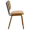 Dorsa Dining Chair in Mud Hans Leather, Rattan Backrest