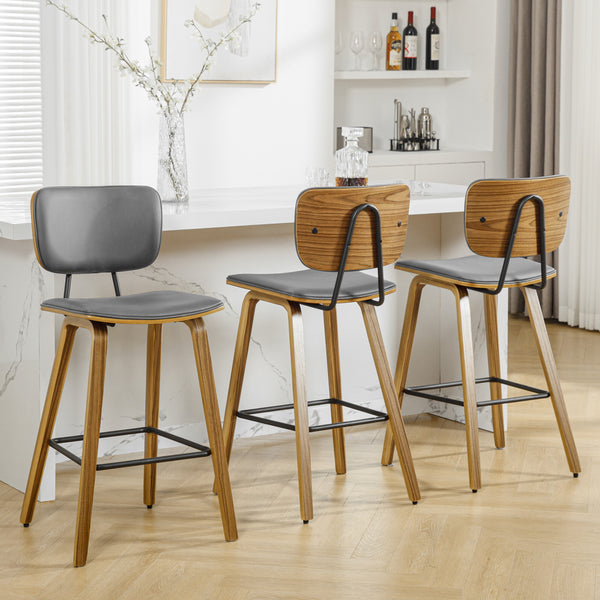 Dorsa II bar stool, Gray Hron Leather