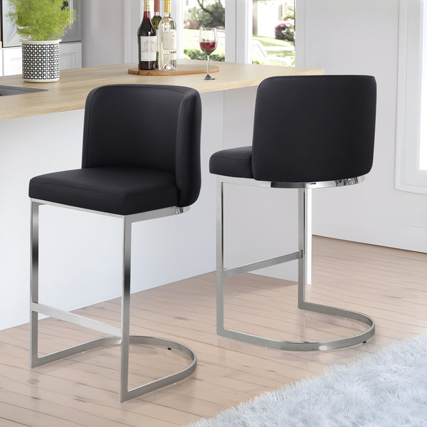 Embrapa bar stool, Black Hron Leather