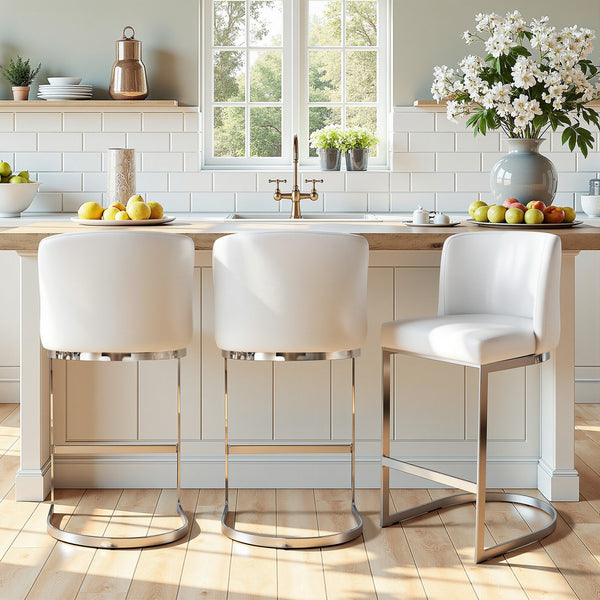 Embrapa bar stool, Cream Hron Leather