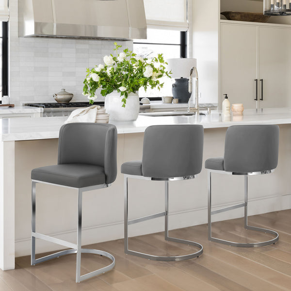 Embrapa bar stool, Gray Hron Leather