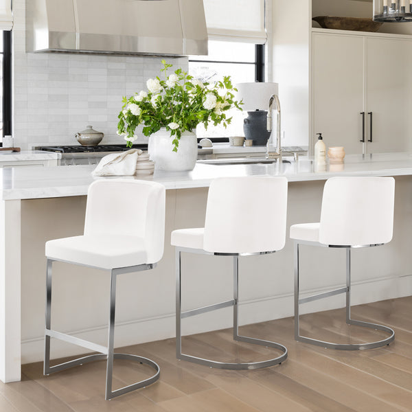 Embrapa bar stool, White Azal Velvet
