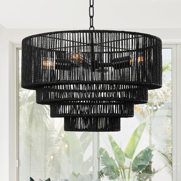 Furmint chandelier light, Black