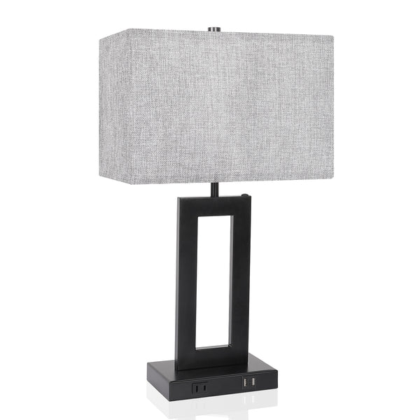 Gamaret table lamp, Gray Shade-Black Base