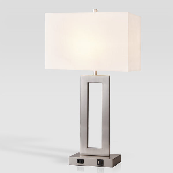 Gamaret table lamp, White Shade-Nickel Base