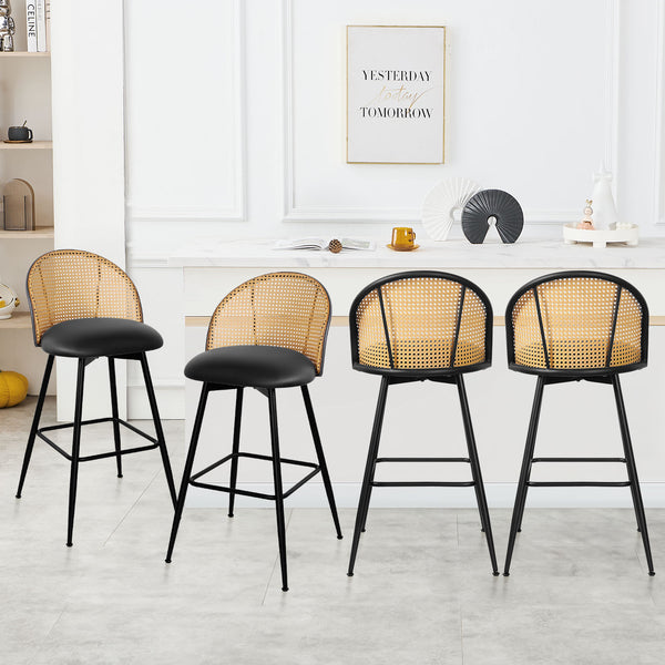 Giallo bar stool, Black Ribol Leather/Bar Height