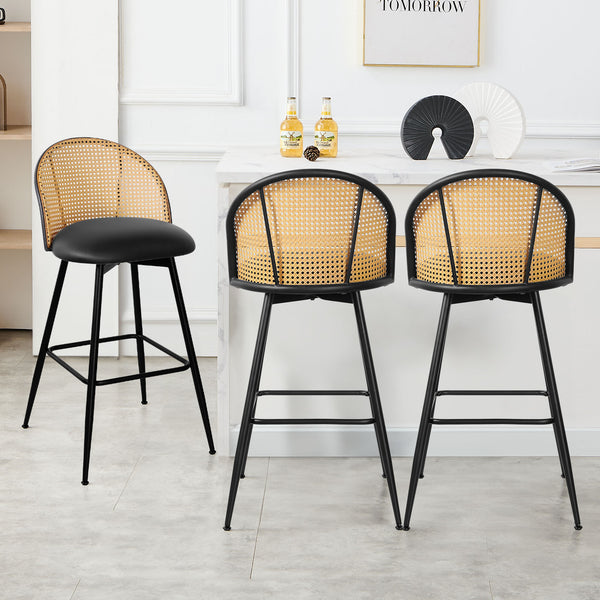 Giallo bar stool, Black Ribol Leather/Bar Height