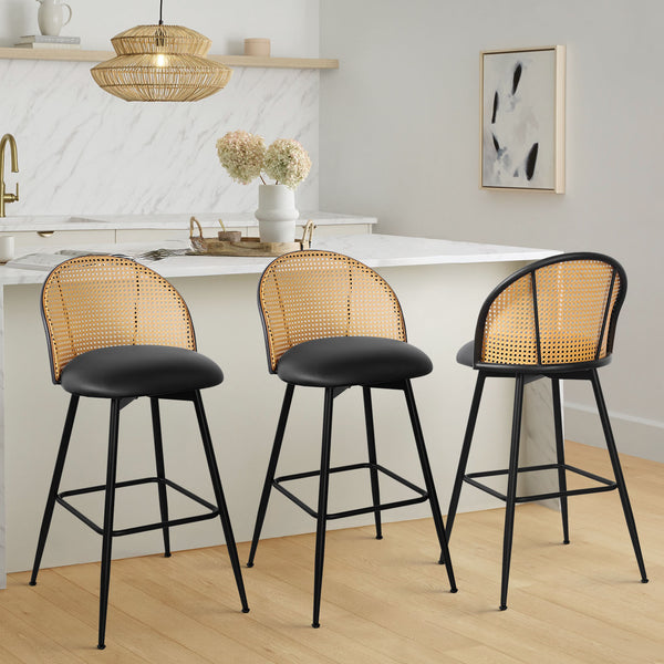 Giallo bar stool, Black Ribol Leather/Bar Height