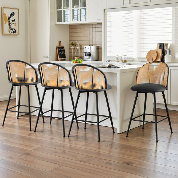 Giallo bar stool, Black Ribol Leather/Counter Height