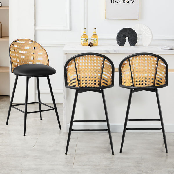 Giallo bar stool, Black Ribol Leather/Counter Height