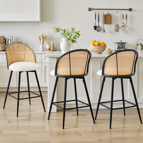 Giallo bar stool, Cream Ribol Leather/Counter Height