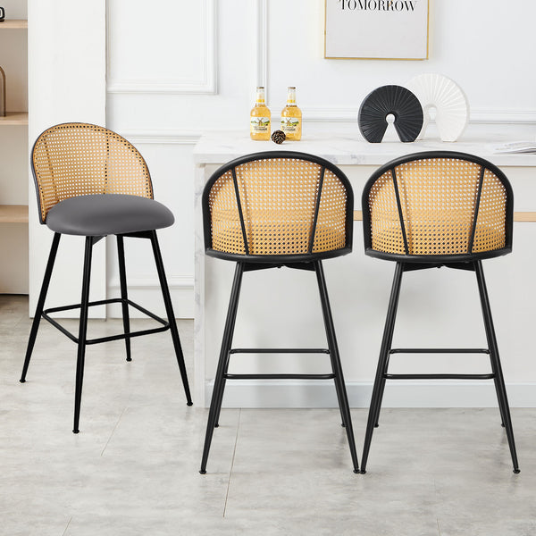 Giallo bar stool, Gray Ribol Leather/Bar Height