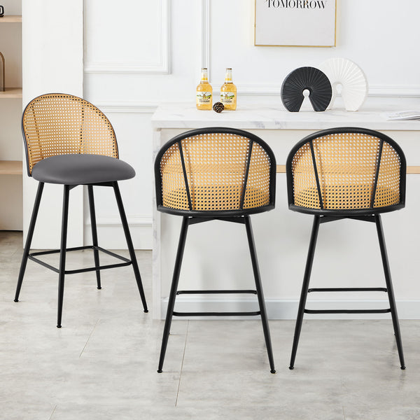 Giallo bar stool, Gray Ribol Leather/Counter Height