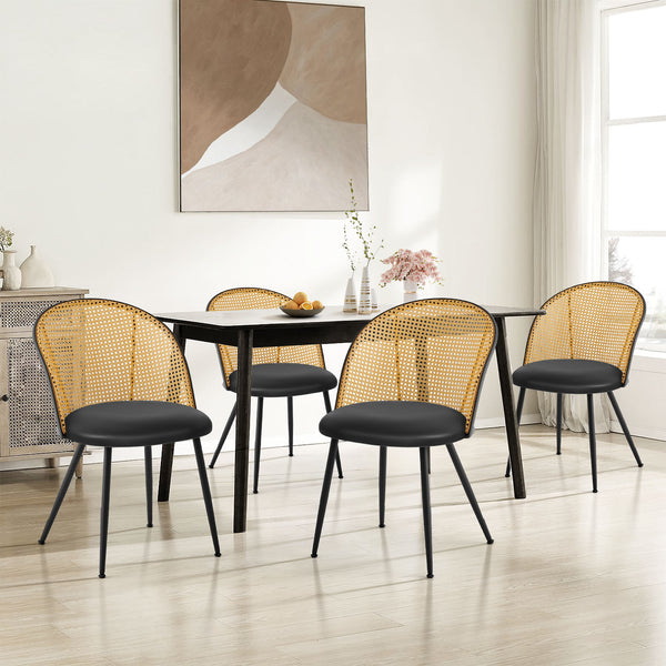 Giallo Dining Chair in Black Ribol Leather