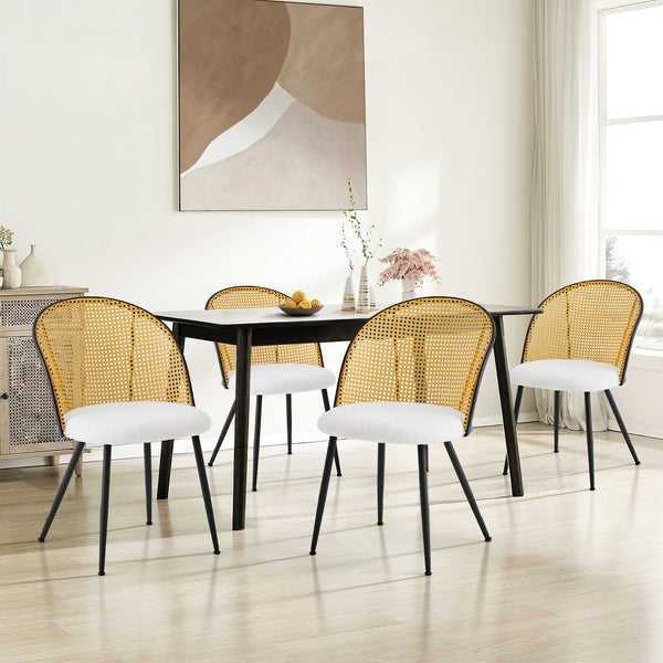 Giallo Dining Chair in White Sacy Fabric