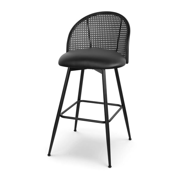 Giallo II Bar Stool in Black Ribol Leather, Bar Height