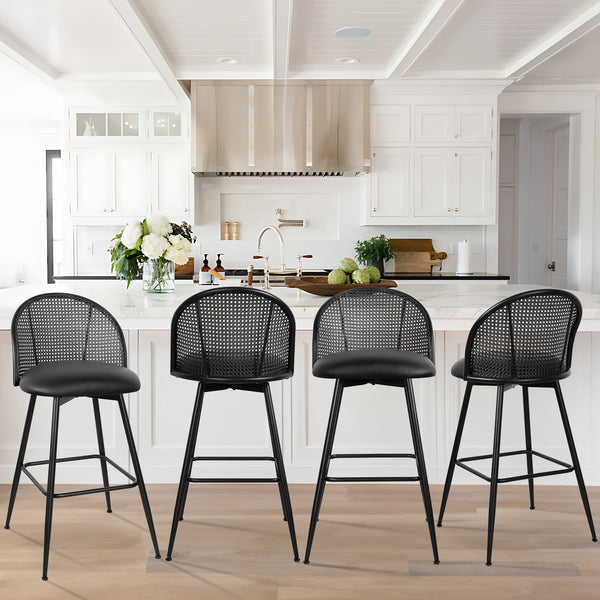 Giallo II Bar Stool in Black Ribol Leather, Bar Height