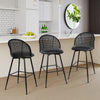 Giallo II Bar Stool in Black Ribol Leather, Bar Height
